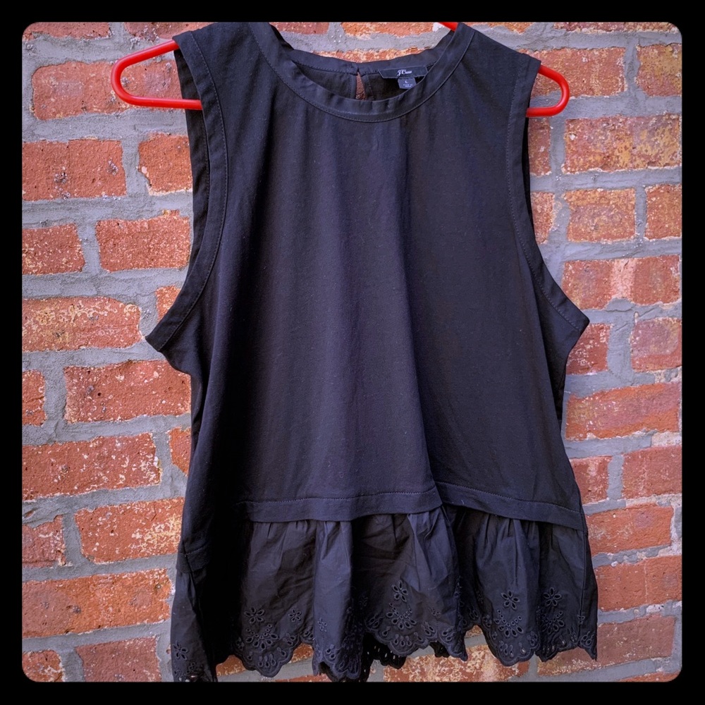 J. Crew tulip- back peplum top size Large